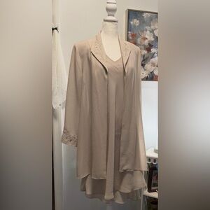 Elegant Tan Women's Tank Petite Dress w/ Jacket